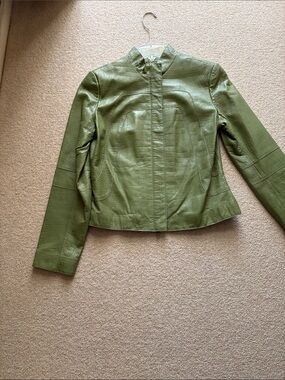 Element Olive Green Croc-Embossed Leather Jacket - Women